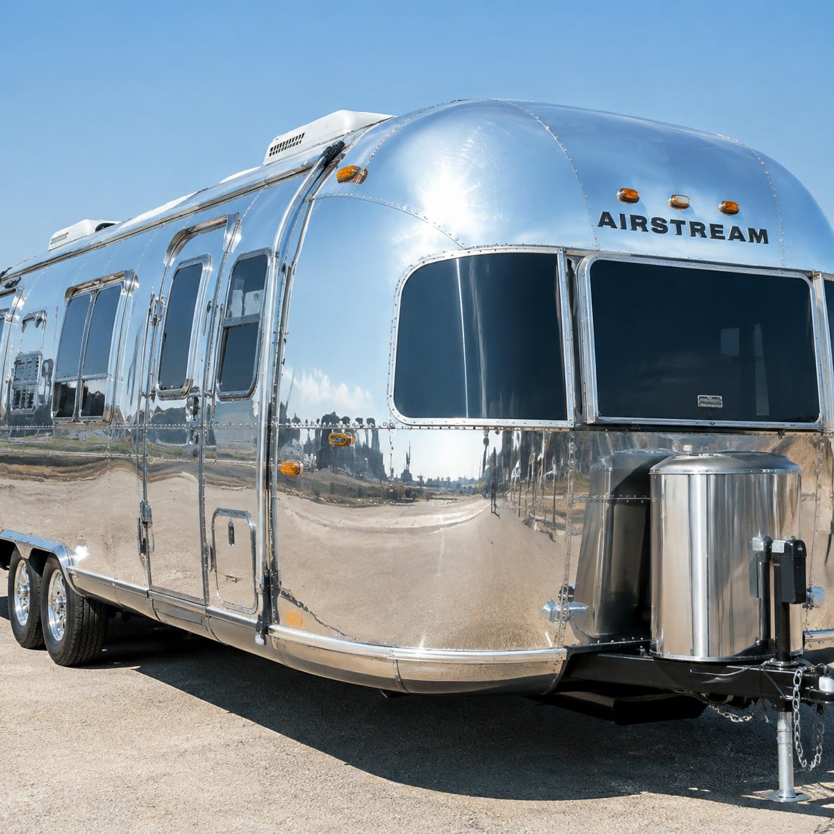 Polished Airstream travel trailer